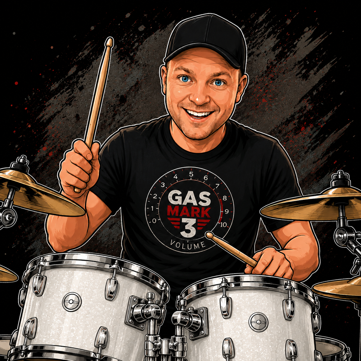 Mark from Gas Mark 3 playing drums