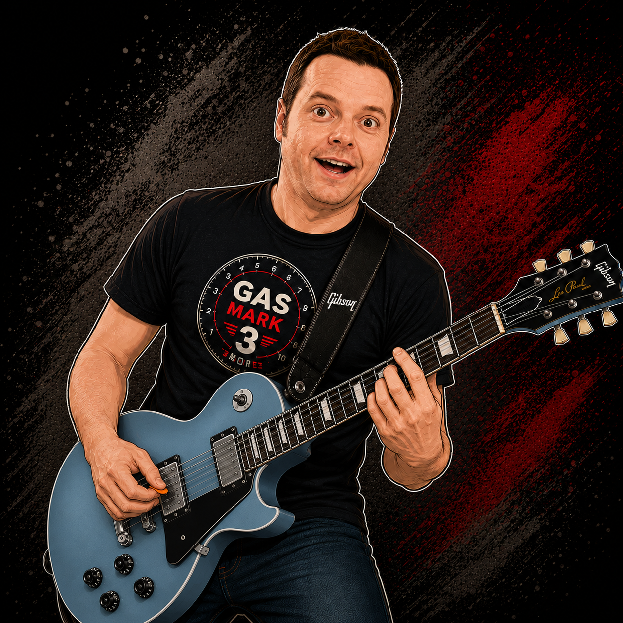 Phil from Gas Mark 3 playing guitar